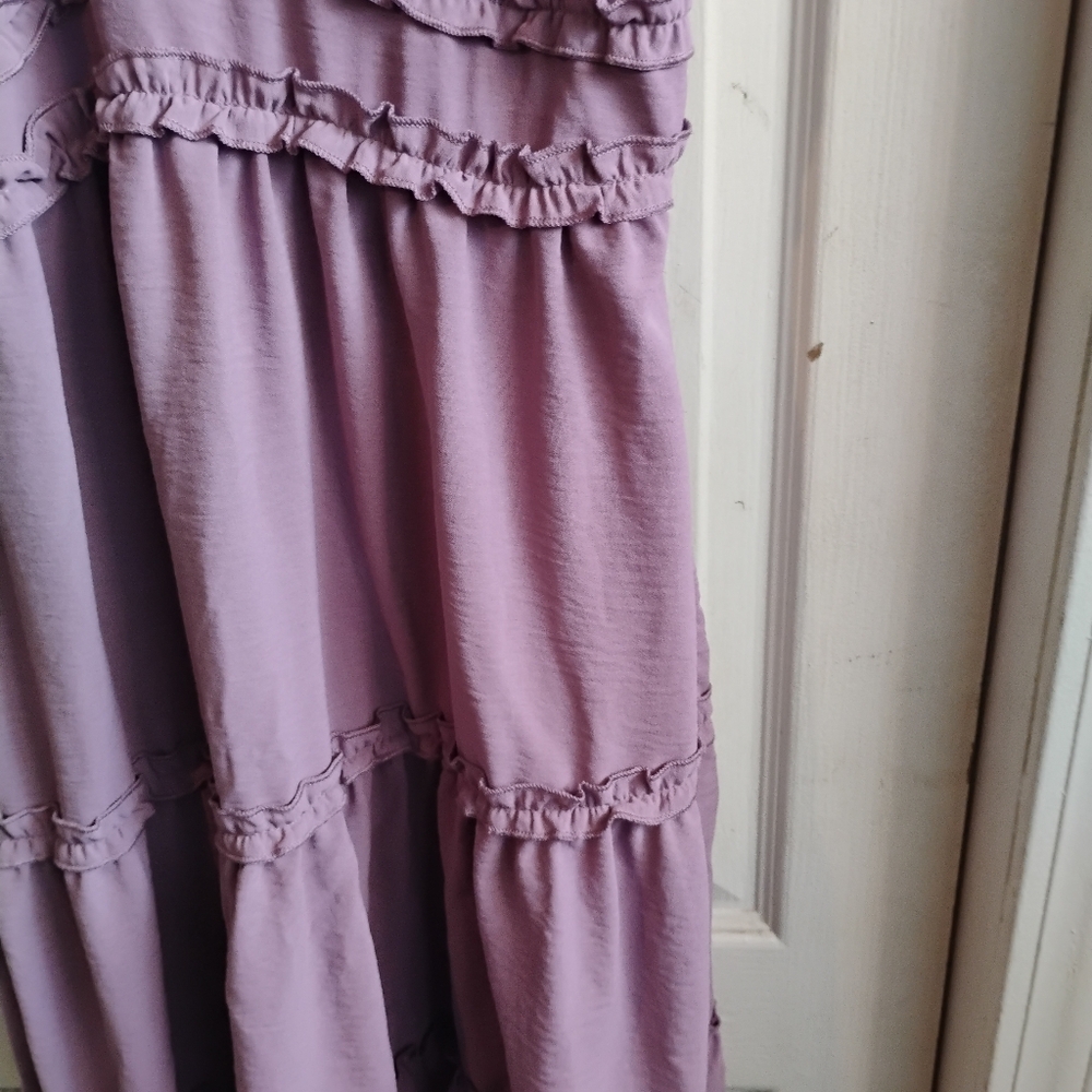 Purple Ruffled Women's Dress - Picture 4 of 12